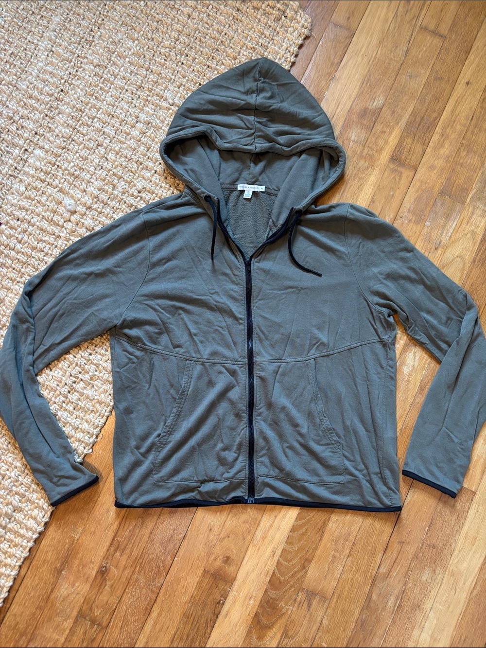 Threads 4 Thought Olive Zip Hoodie with Black Trim